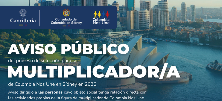 onvocatoria pública para la selección del multiplicador de Colombia Nos Une en Sidney