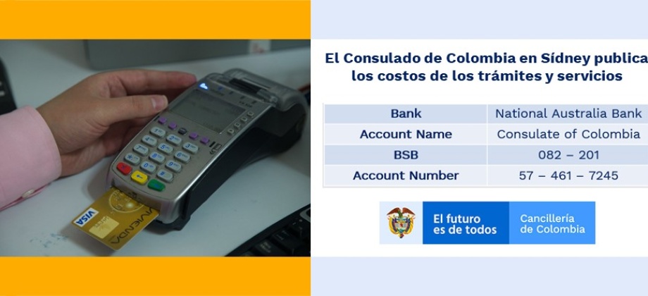 El Consulado de Colombia en Sídney publica los costos de los trámites 