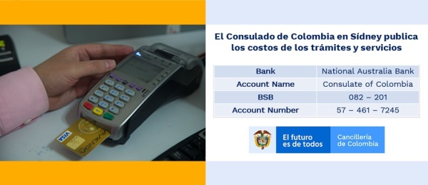 El Consulado de Colombia en Sídney publica los costos de los trámites 
